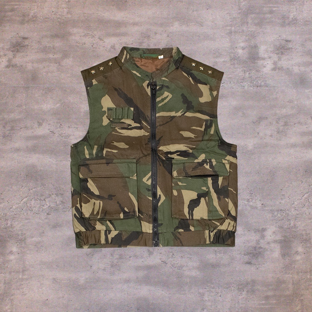 Casters Camo Vest Marine Cords Woodland Camouflage Utility Cargo Pockets Size 14